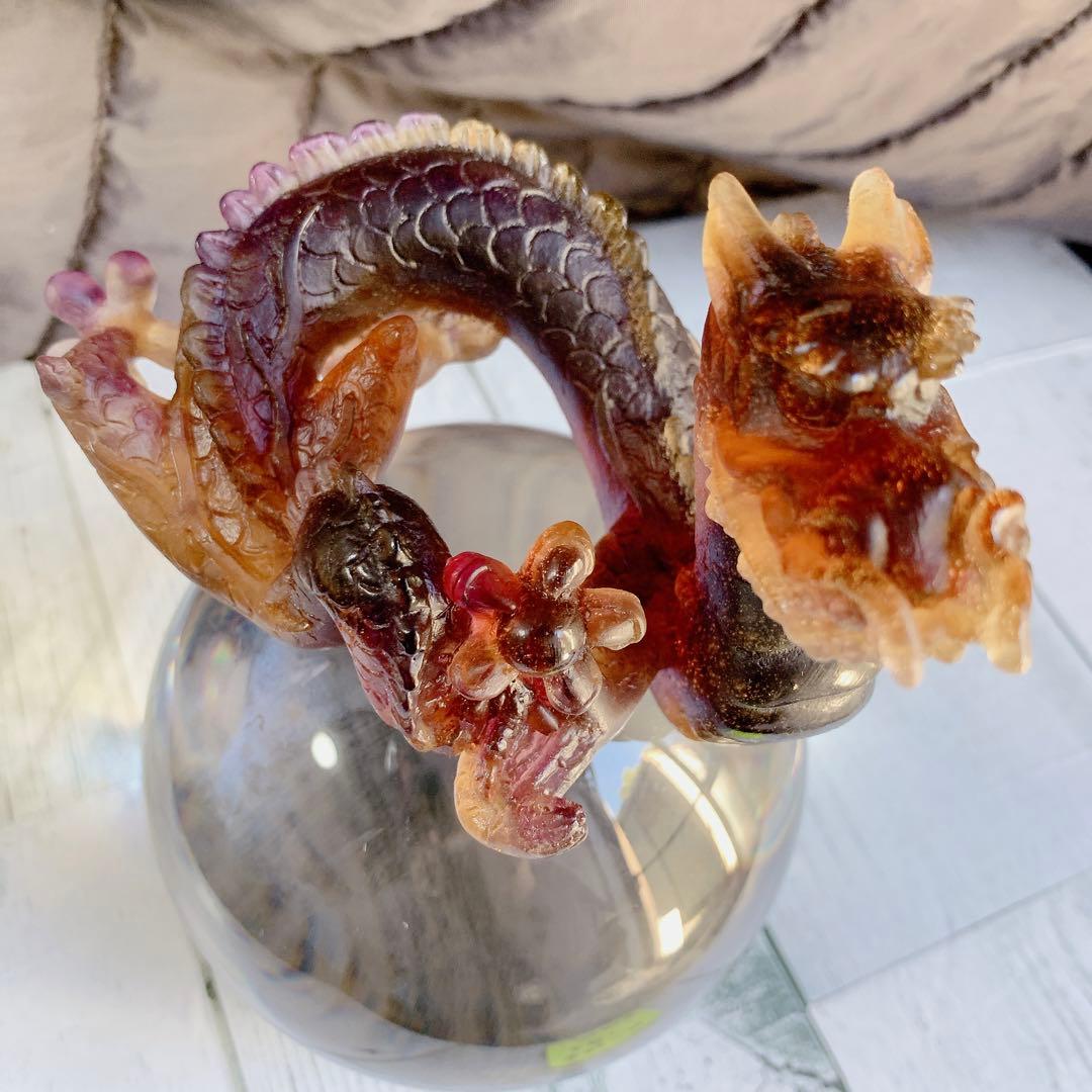 ドームフランス 本体新品同様 竜 龍 辰 ドラゴン 水晶玉 クリスタルガラス