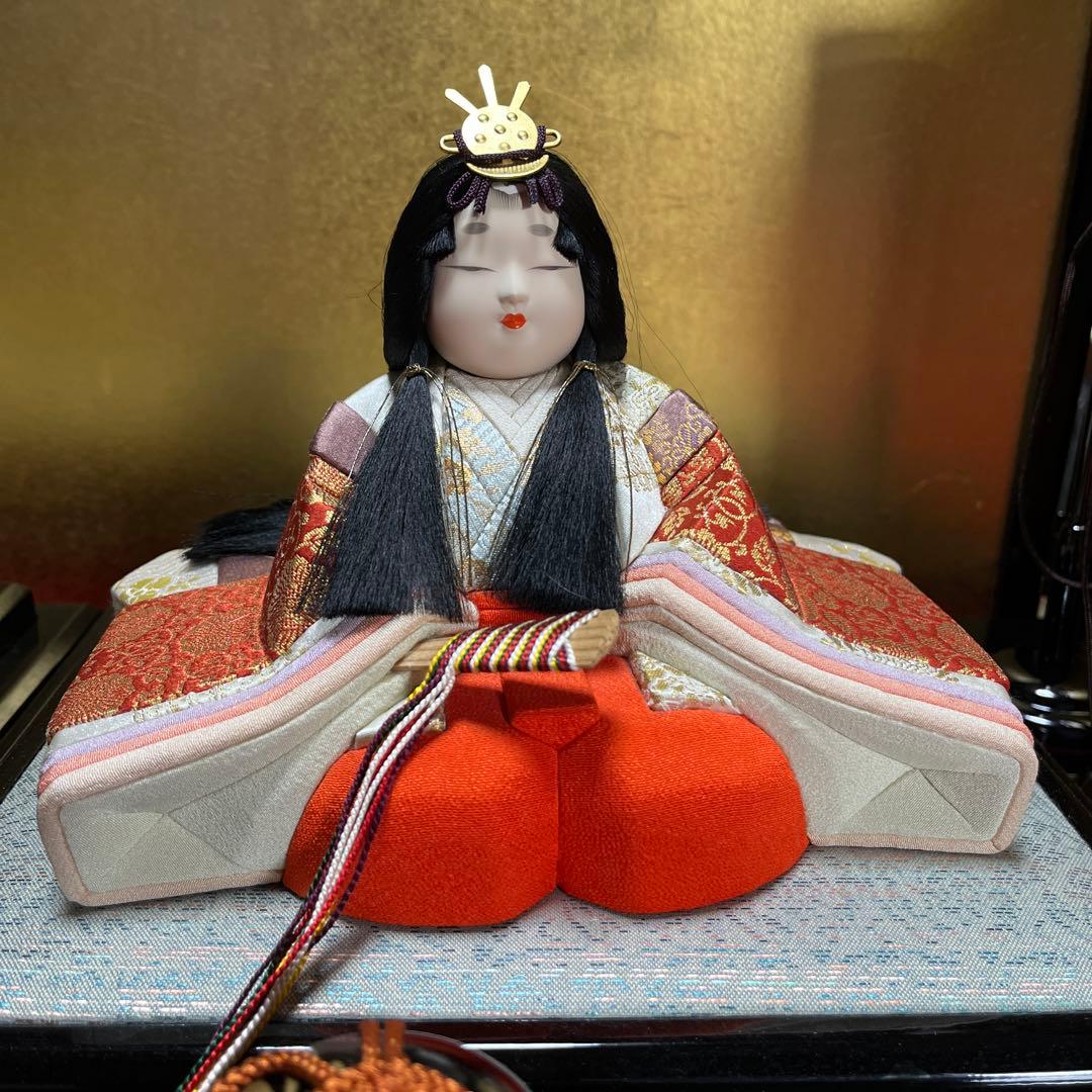 東玉工房　伝統工芸師、鈴木賢一　 江戸木目込￼雛人形　西陣織