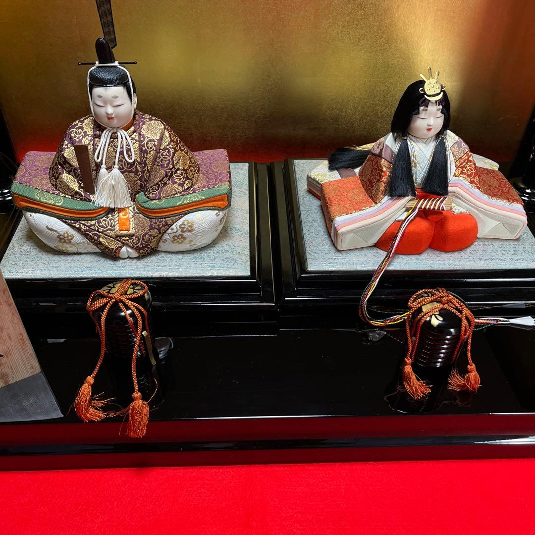 東玉工房　伝統工芸師、鈴木賢一　 江戸木目込￼雛人形　西陣織