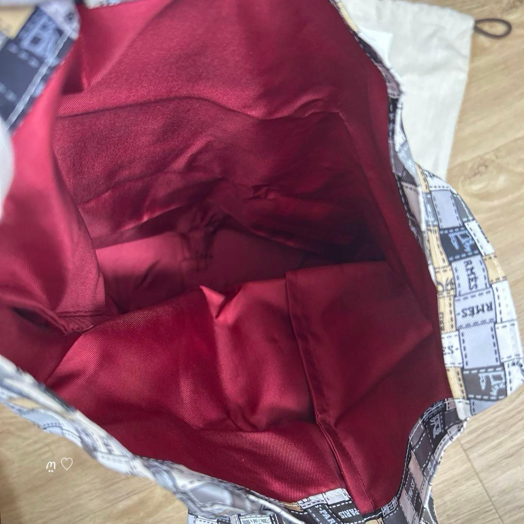 HERMESエルメス　シルキーポップ　ボルデュックリボン　携帯サブエコバッグ