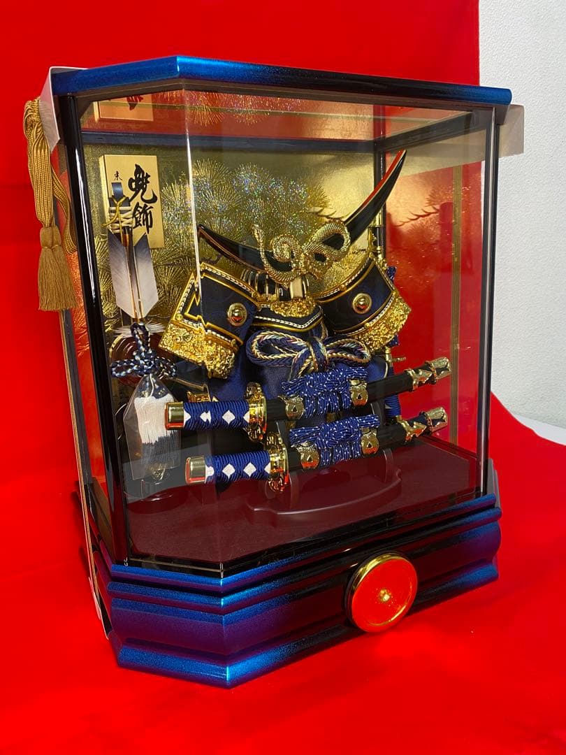 伊達政宗　東京久月　五月人形　家紋付き兜飾り　六角アクリルケース入