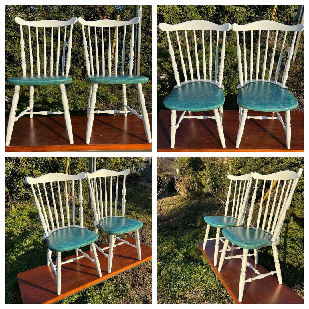 飛騨家具　WINDS太平 白いダイニングチェア② ウィンザーチェア　鋲打ち