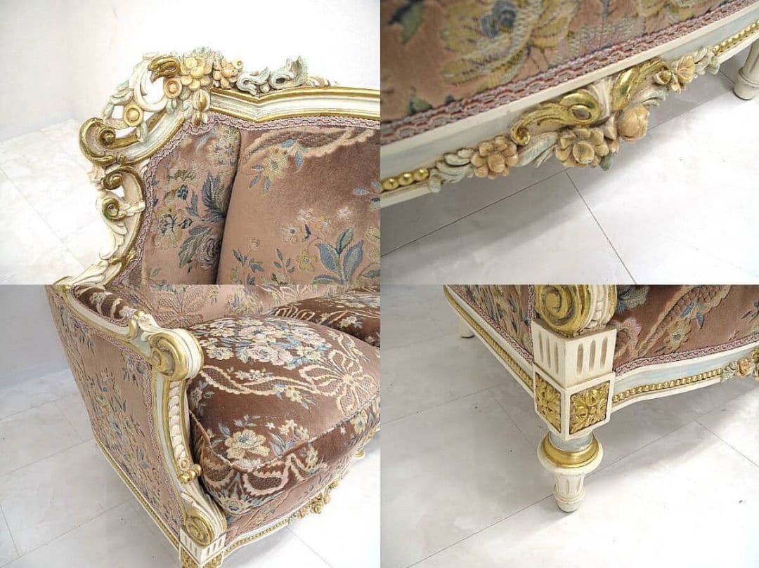 マリオ・コルチャゴ（フラテリ・オリッジ） 3人掛けソファ ロココ様式 金華山張地