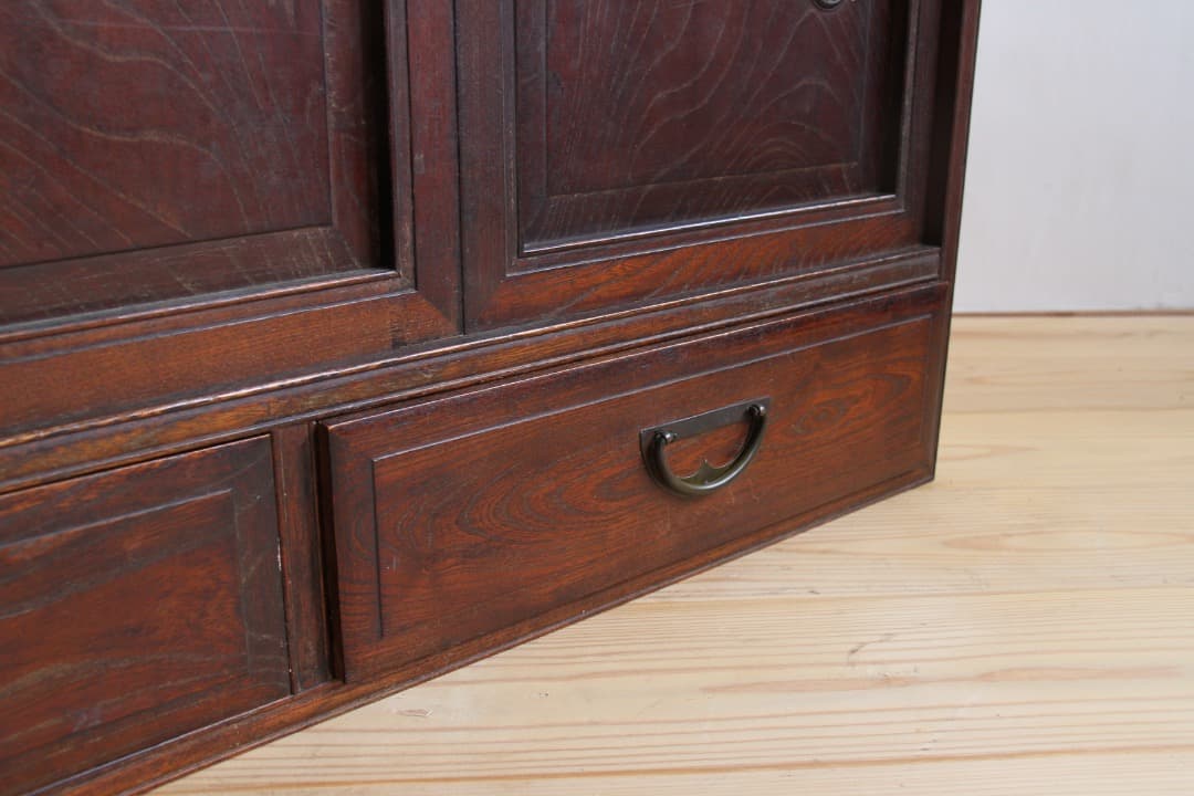 収納棚　本棚　引戸　引き出し　古道具　古家具　ビンテージ　アンティーク　レトロ