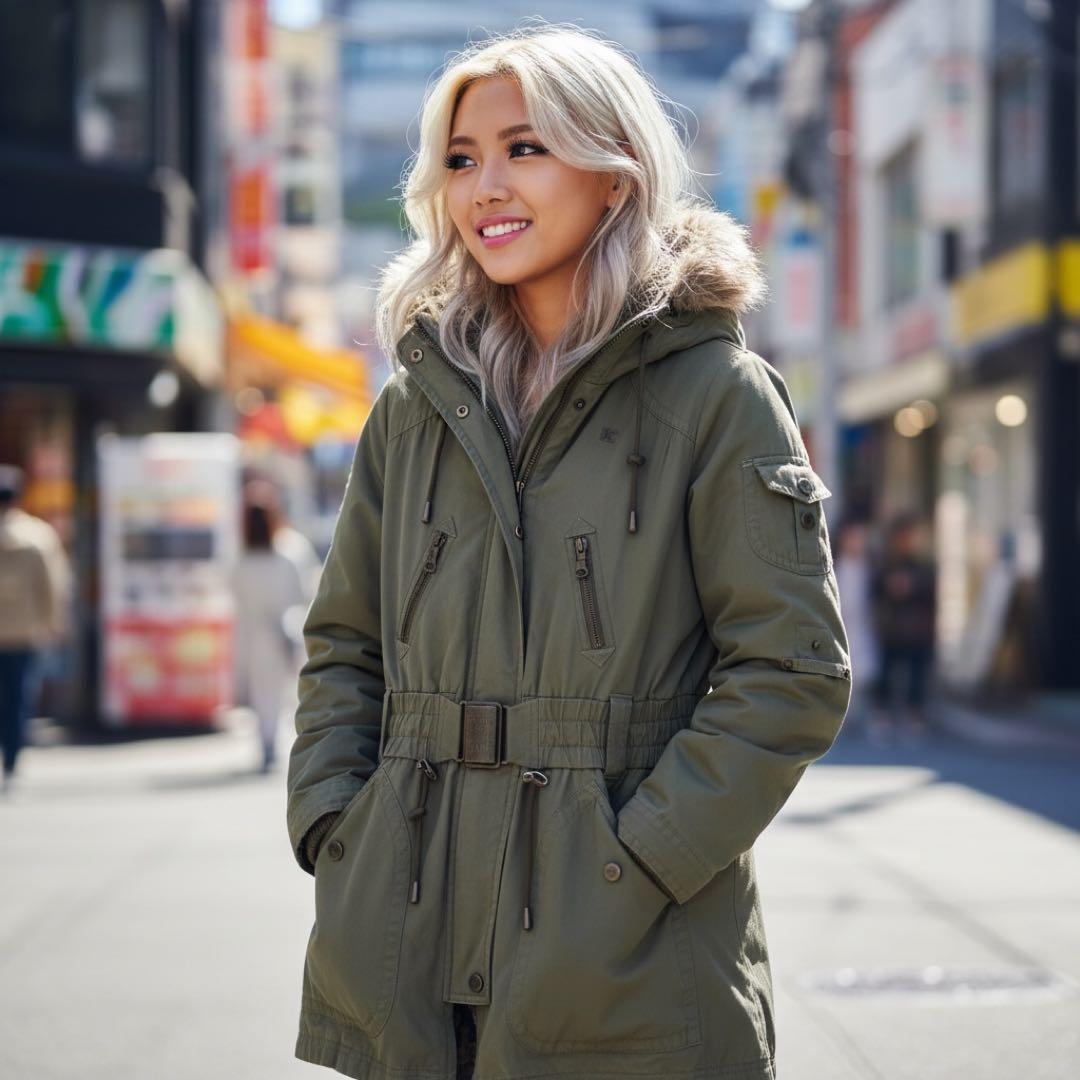 美品　バーバリーブルーレーベル　ミリタリーモッズコート　ノバチェック　ホース刺繍