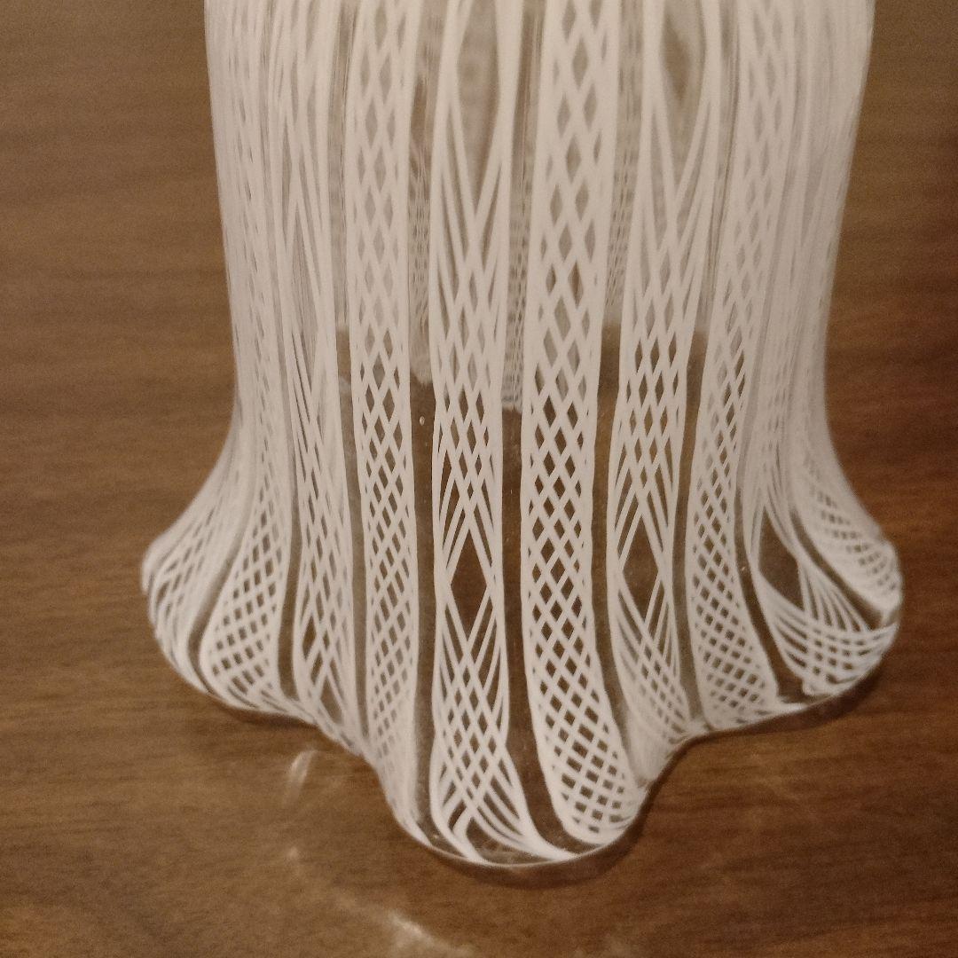 ベネチアンガラス　ムラノ　MURANO　ランプシェード　白　レース　インテリア