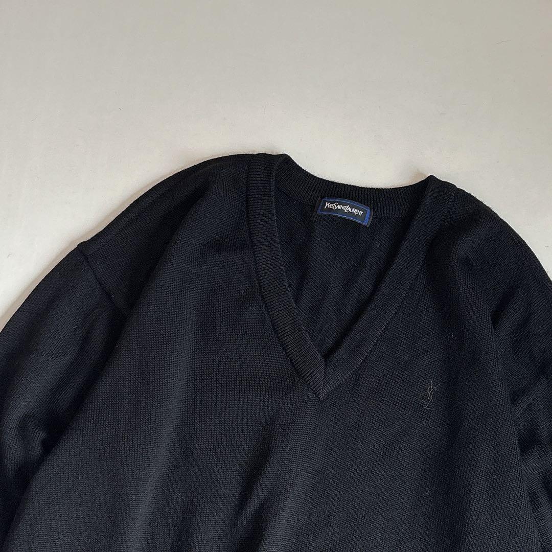 ヴィンテージ 当時物 YSL イヴサンローラン Vネック ニットプルオーバー