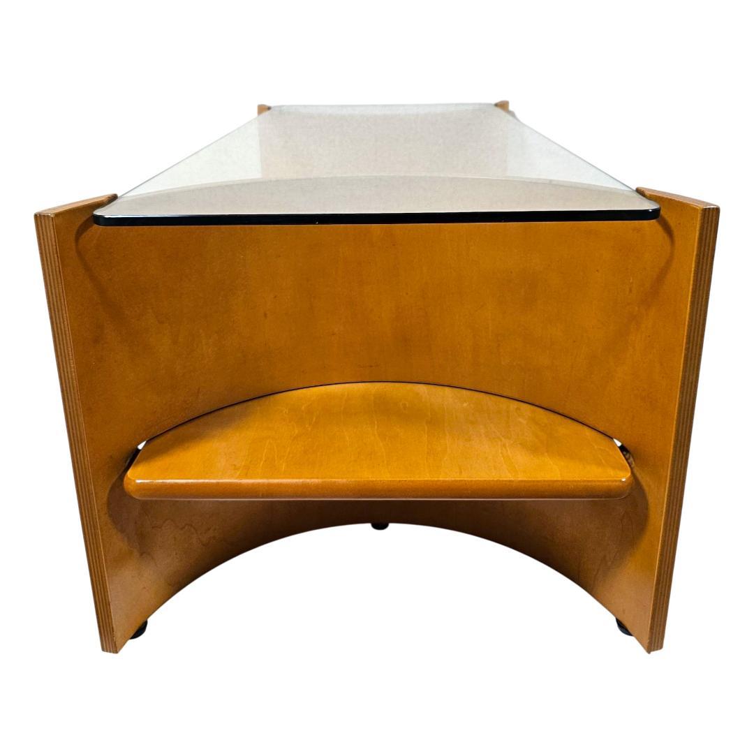 北欧レトロ 曲木プライウッド×ガラス天板 センターテーブル ヴィンテージ