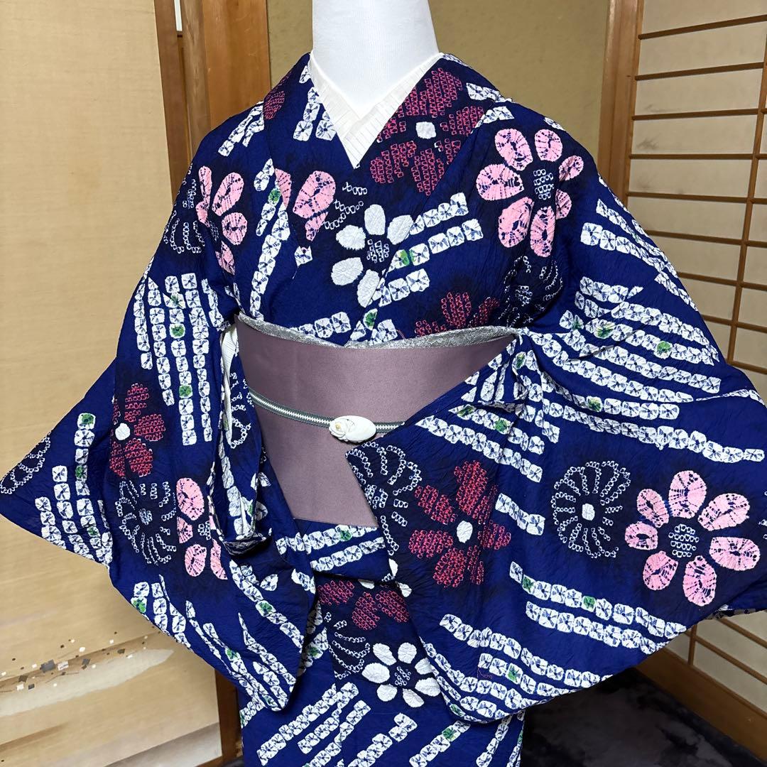 【美品】有松鳴海絞り浴衣セット 高級感◎ フルセット　５点　大人浴衣　推し色