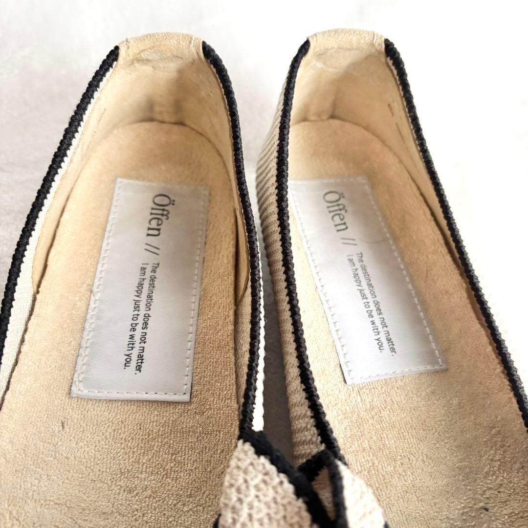 新品✨Offen フリルパンプス　ベージュ　黒　41 フラットシューズ　25
