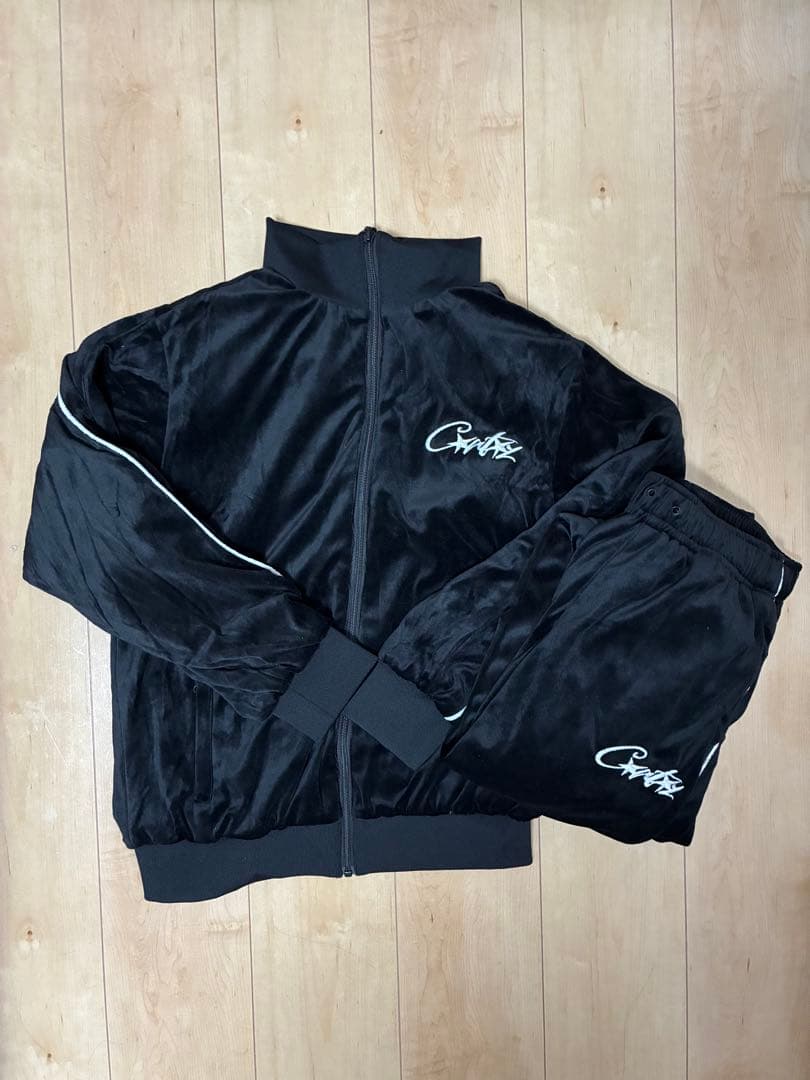 即日発送　corteizセットアップ ベロア　ブラック　Sサイズ　コーテイズ