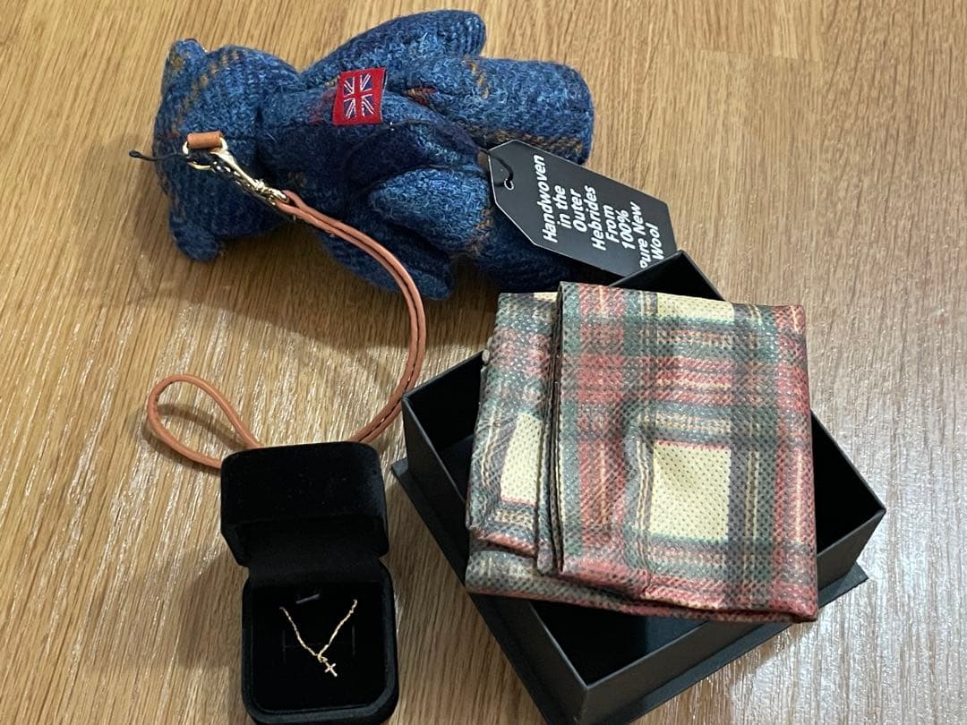 新品未使用 Harris Tweed テディベア ハリスツイード ネックレス付