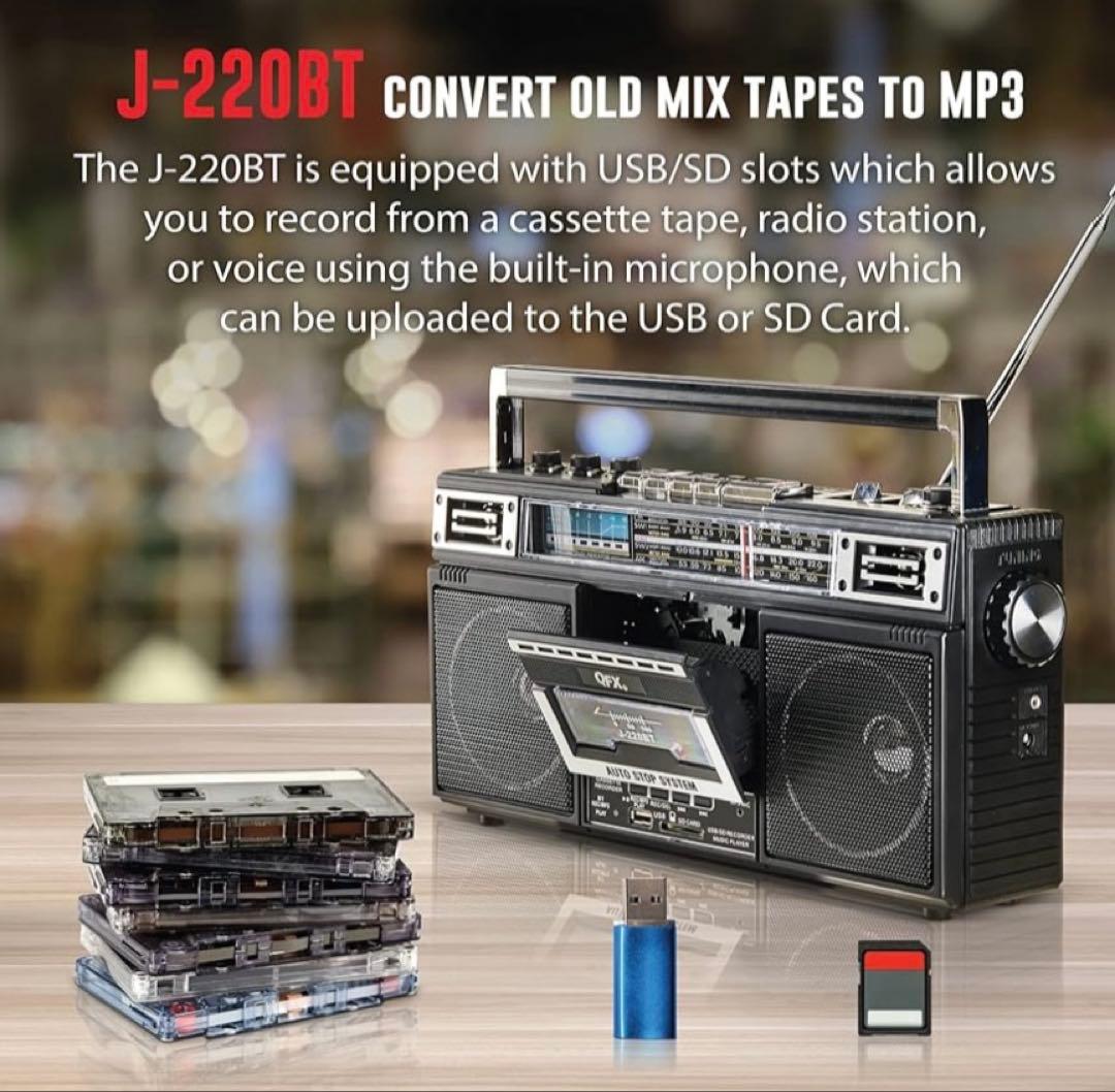 90年代 QFX J-220BT レトロカセットレコーダープレーヤー ラジカセ