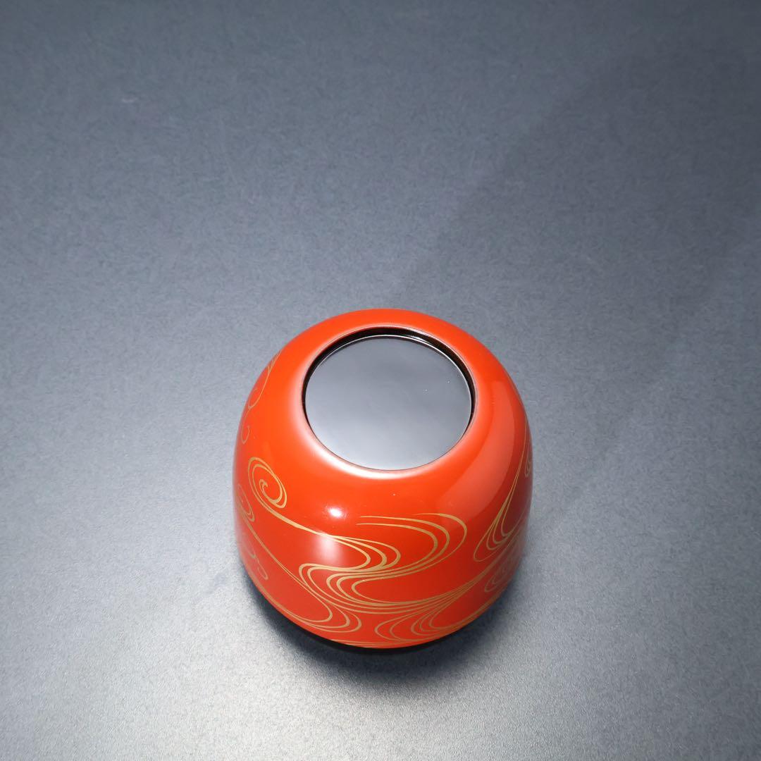 朱中棗　光琳波蒔絵　金蒔絵　岡本陽斎　共箱　R1418お3