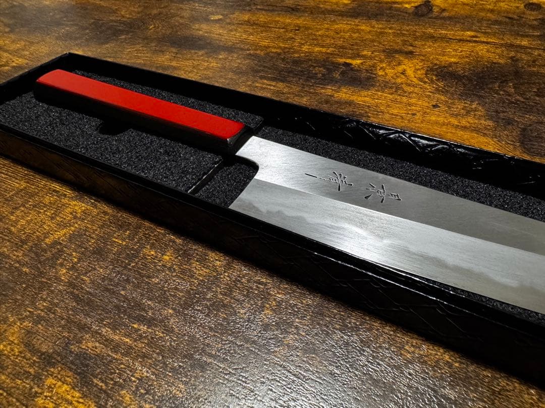 景清 KAGEKIYO 白紙一号 漆赤呂 和牛刀 (240mm)