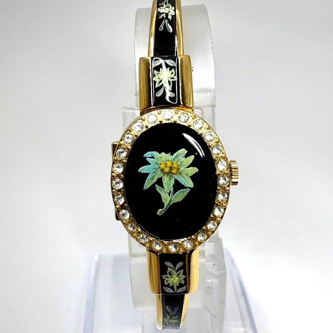 稼働品☆アンドレムッシュ バングルウォッチ クォーツ腕時計 スイス製 ネイビー