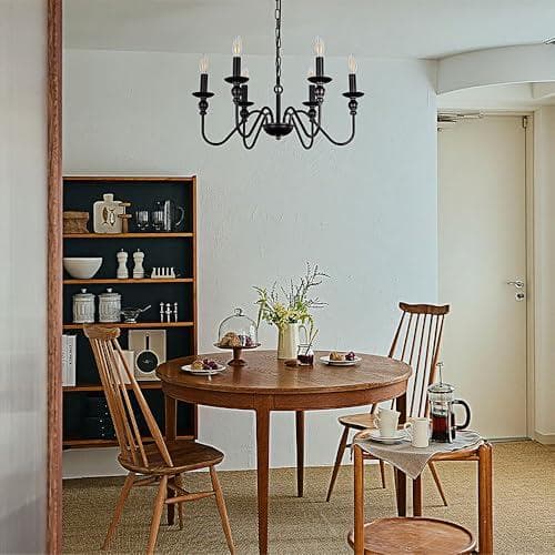 シャンデリア おしゃれ ブラック 6灯 LED対応 E12 ペンダントライト a