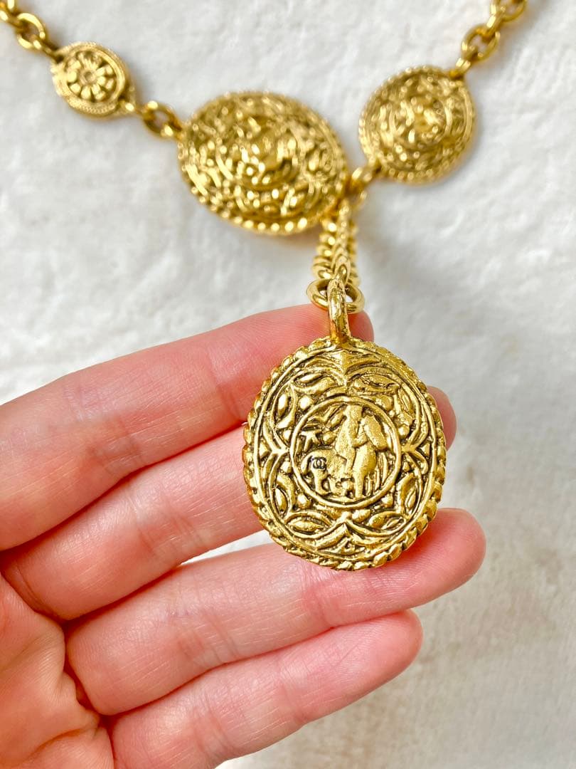 レア CHANELシャネル ビンテージゴールドチェーンベルト 乗馬 アンティーク