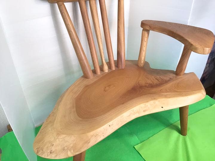 総けやき　輪切り　幸せなイス　一点物　手造り