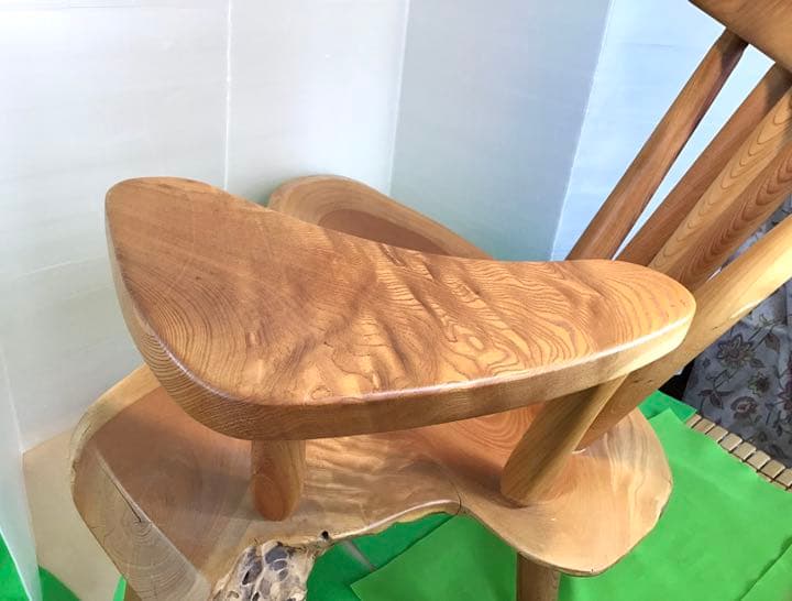総けやき　輪切り　幸せなイス　一点物　手造り