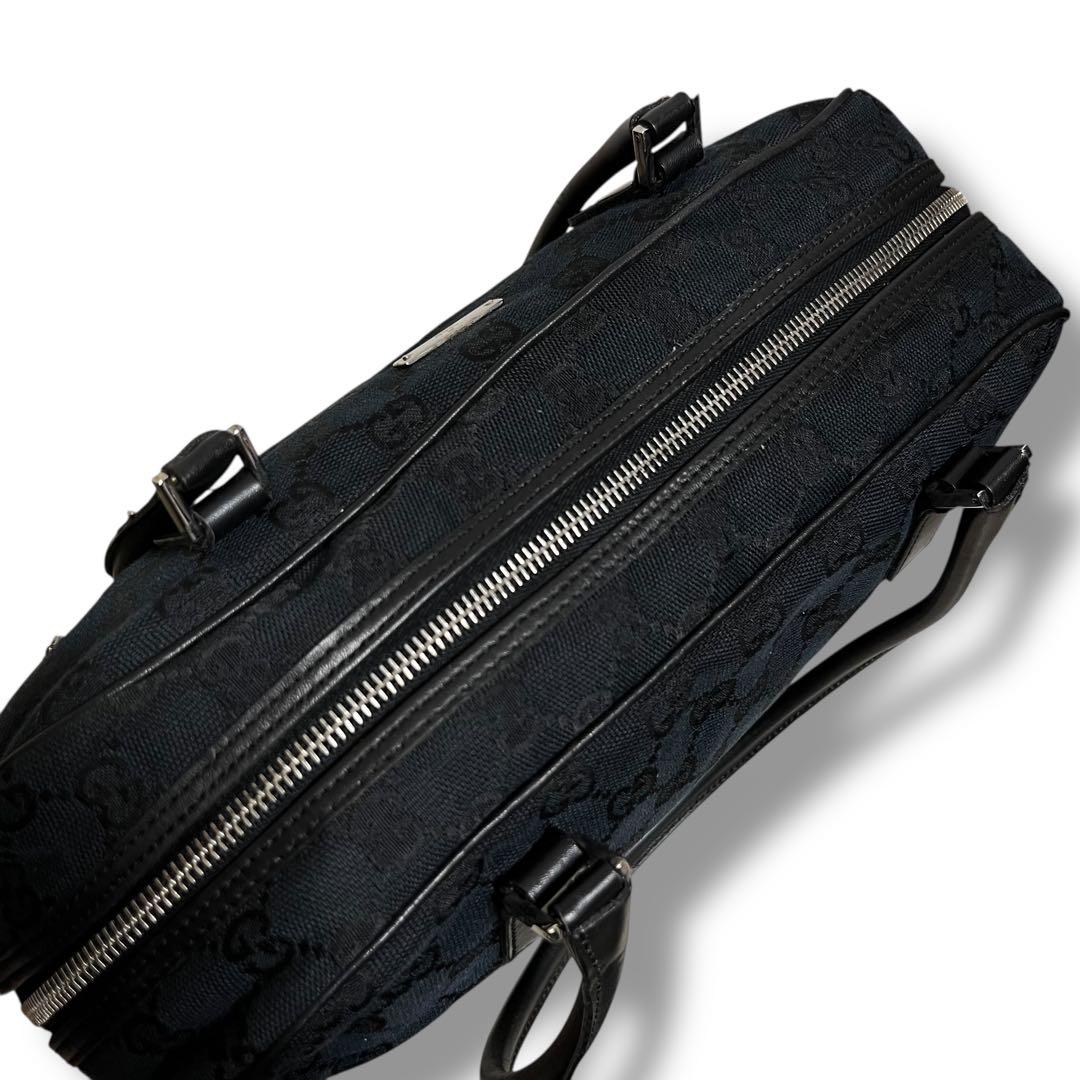 Gucci 黒 キャンバス レザー ハンドバッグ