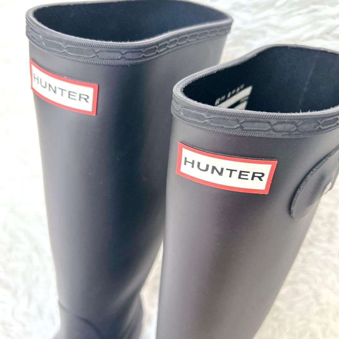 極美品✨HUNTER レインブーツ 黒 ロング ラバー レディース UK6