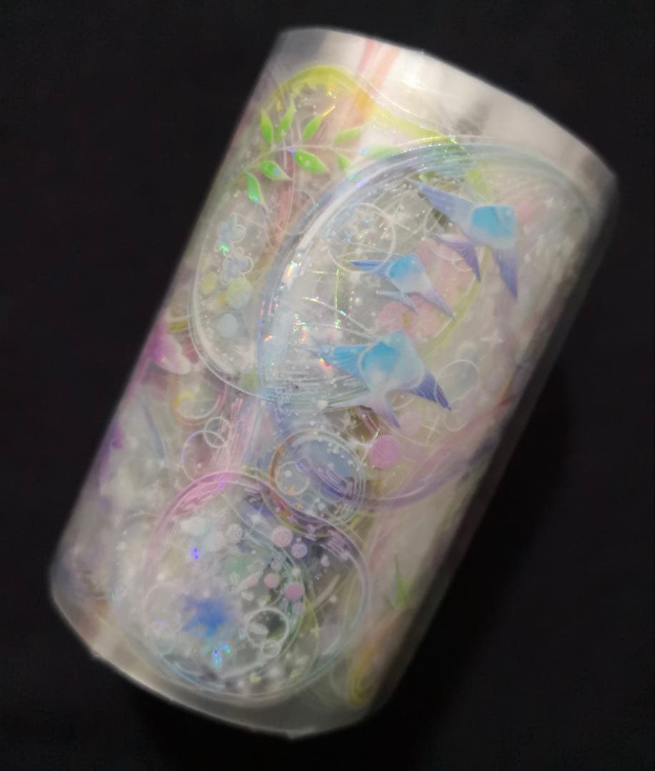 【8698】海外　マステ　5m巻売り　貝殻光カッティング泡　虹色マスキングテープ