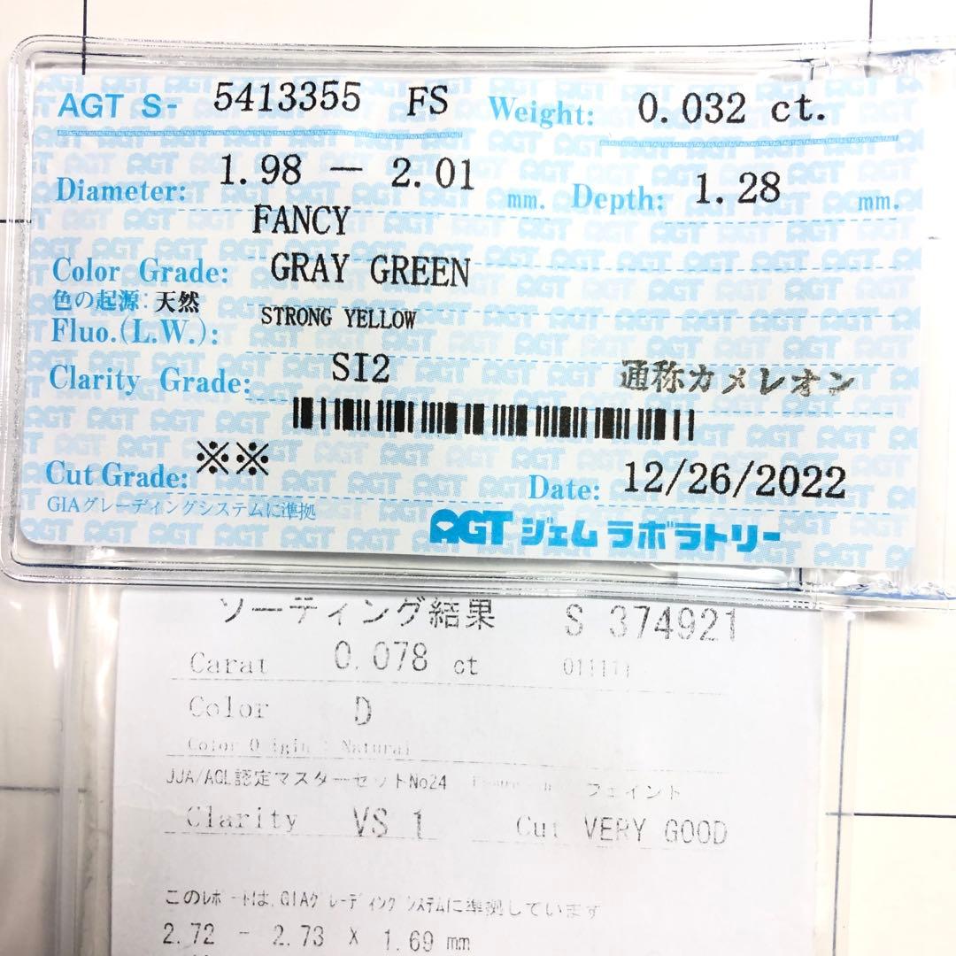 0.032ct Fancy Gray Green SI-2 カメレオンダイヤ