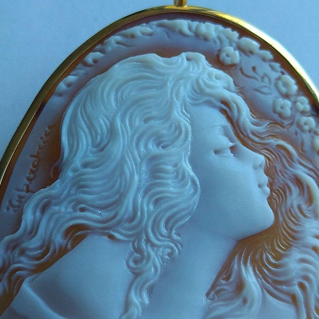 Ali✤作家ものシェルカメオ✤18K『風にふかれて』2ways