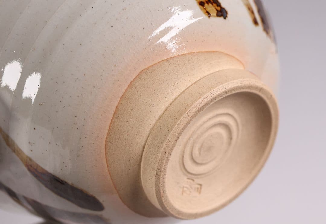 茶道具 十四代 朝日豊斎 井口海仙書付 菖蒲 鉄絵 茶碗 朝日焼 共箱【MB87