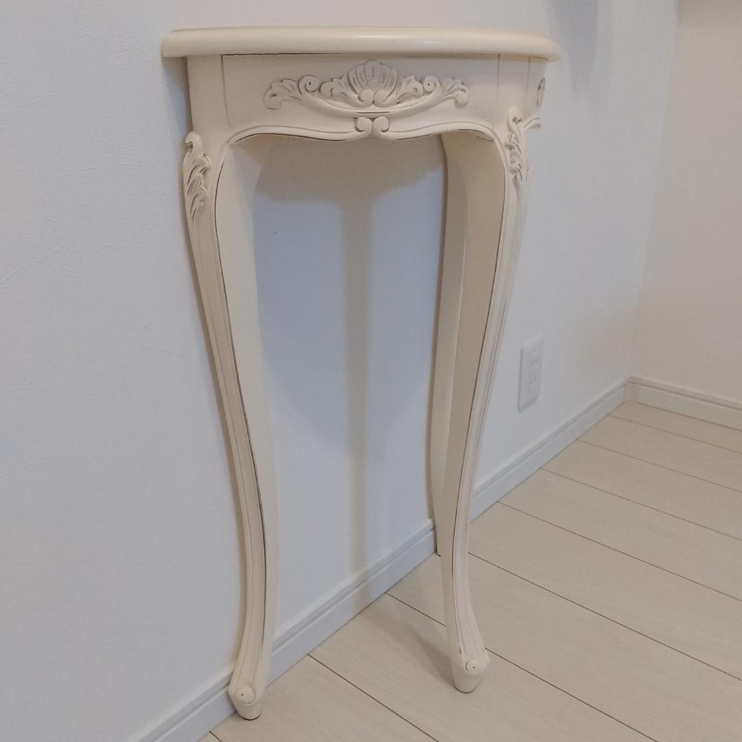 猫脚テーブル/コンソールテーブル/ロココ調/半円/木製/インドネシア製/姫系