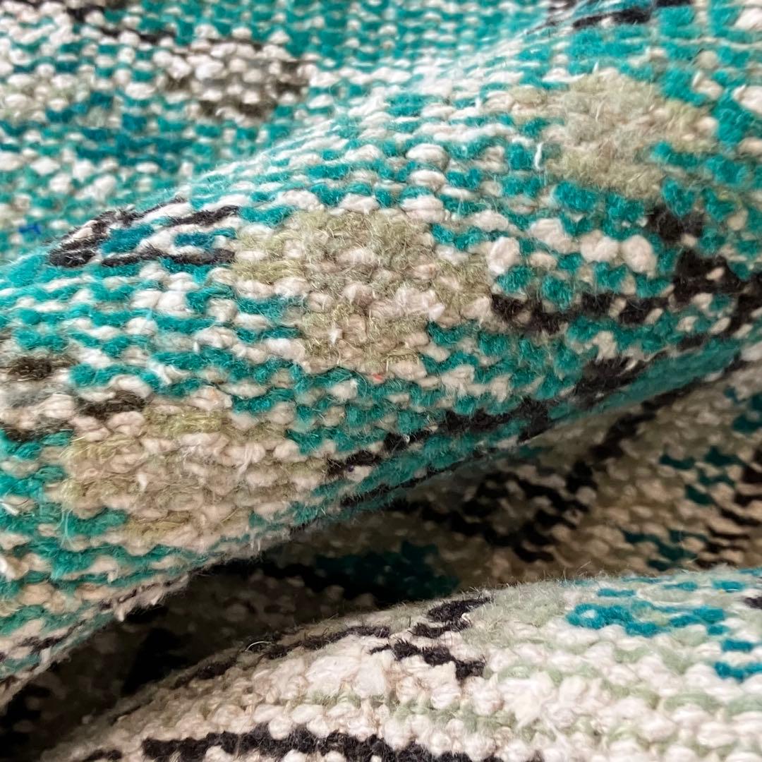 スカイブルー✳︎91×192✳︎ペールグレー　満載フラワー　トルコヴィンテージラグ