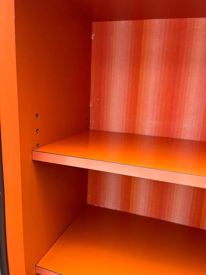 アーチ型 食器棚 オレンジ 昭和レトロ レトロポップ インテリア 当時物