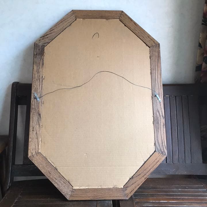 貴重特大★アメリカアンティーク　フック付き壁掛けミラー鏡　USAヴィンテージ家具