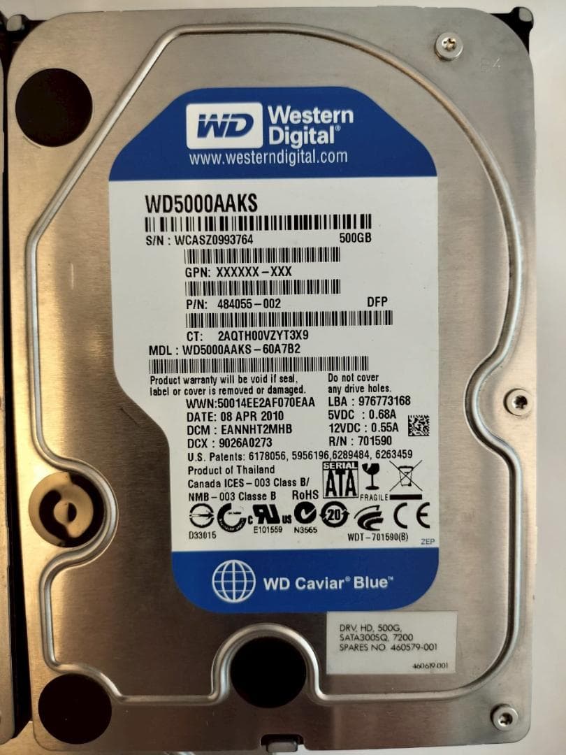 【ジャンク】WD 500GB HDD セット【匿名配送】