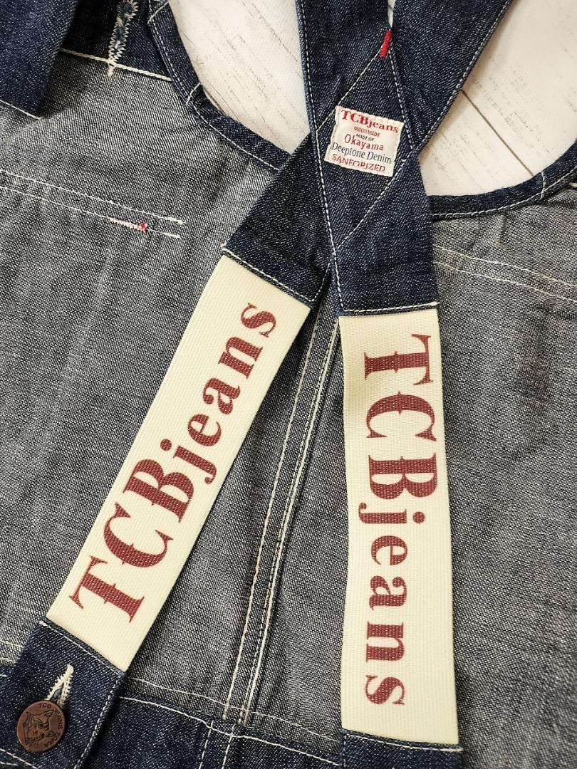 TCBジーンズ/40s復刻/タビーズオーバーオール/ビブ/英字ロゴサスペンダー