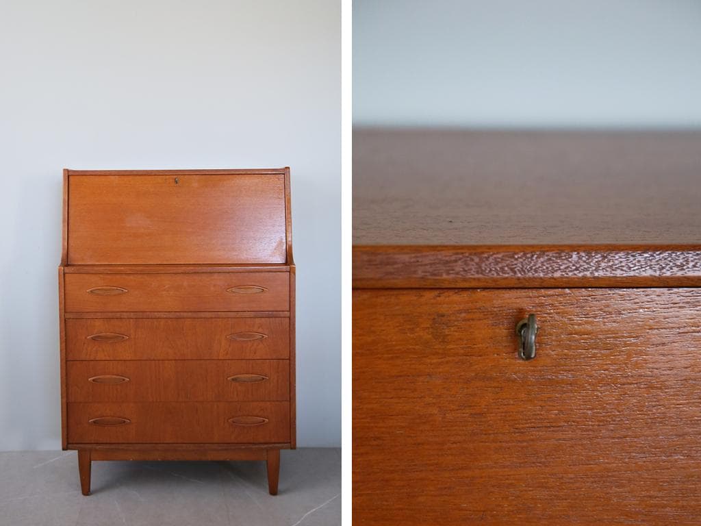 英国アンティークチーク古木ライティングビューロー/木製デスク/勉強机(91-94