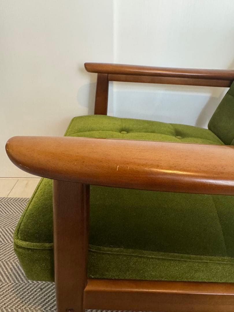 【名品】カリモク60 Kチェア 1シーター モケットグリーン