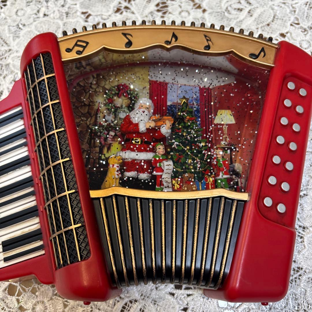 特大サイズ・横広・フラワーアレンジメント・サンタアコーディオンオルゴール合計2点