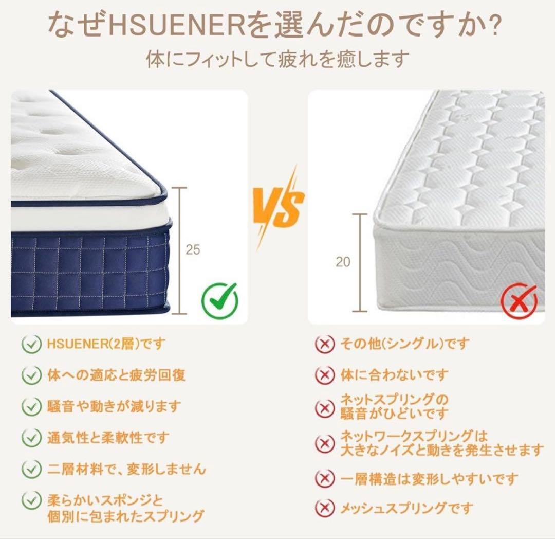 ⭐️送料込み　マットレス ポケットコイル 厚さ25cm 高反発 360N