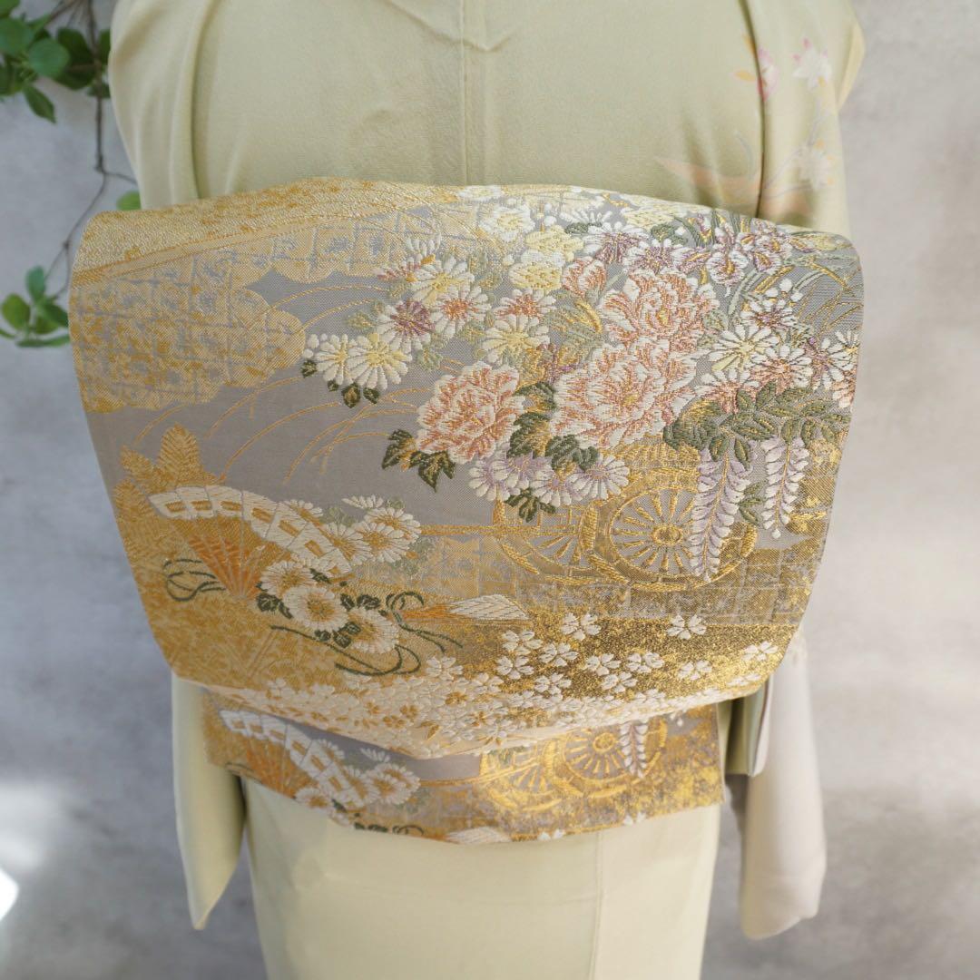 訪問着２点セット正絹　卒業式　入学式　お宮参り【訪問着、袋帯、帯締め、帯揚げ】