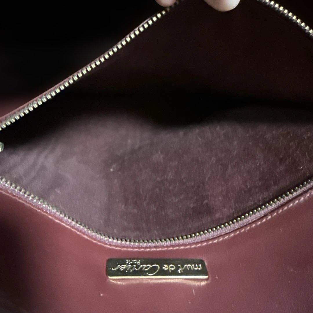 美品 カルティエ トートバッグ ボルドー A4可 ゴールド金具