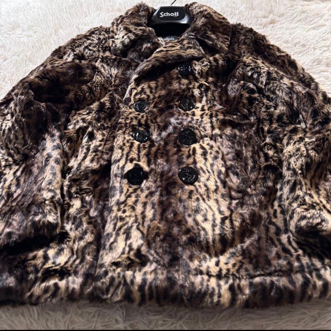 【入手困難レア】schott × MOUSSY レオパードPコート　ピーコート