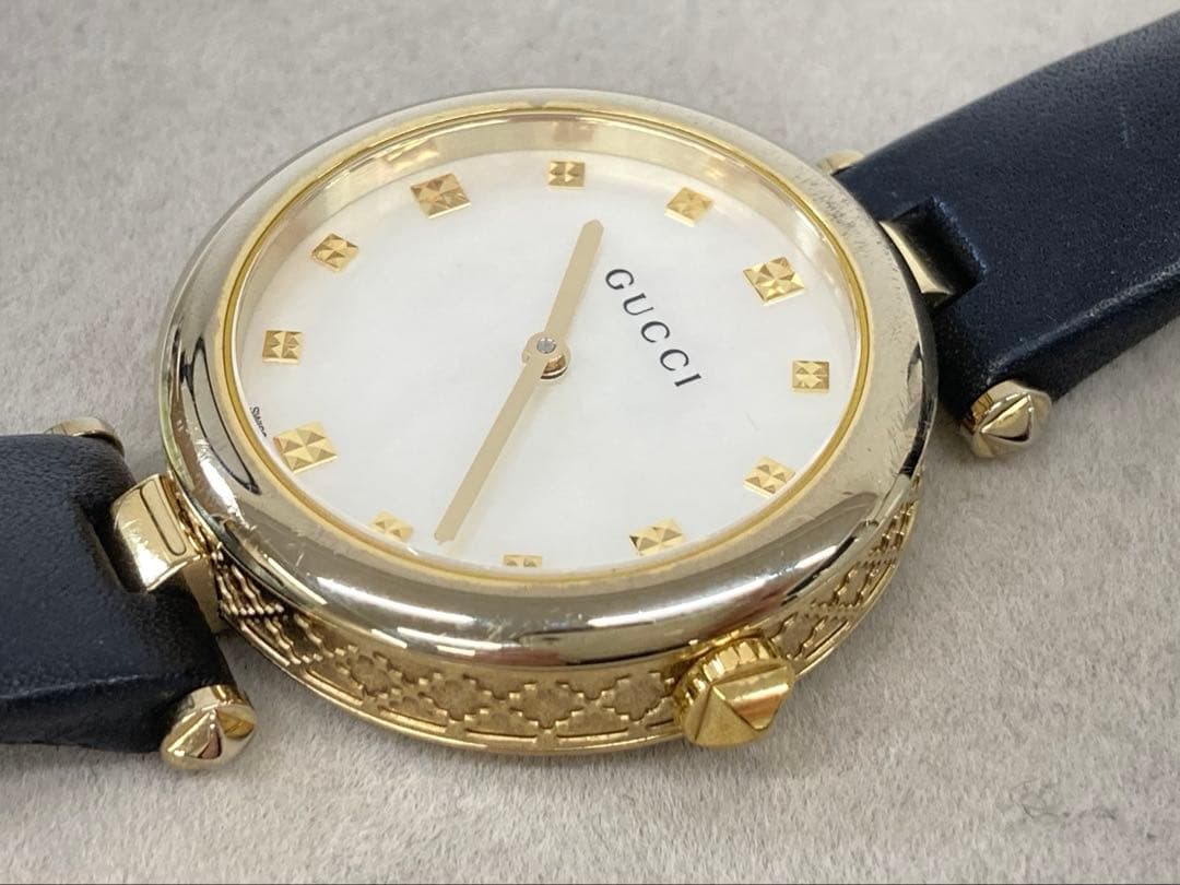 GUCCIグッチ ディアマンティッシマ 141.4 シェル文字盤 腕時計 不動