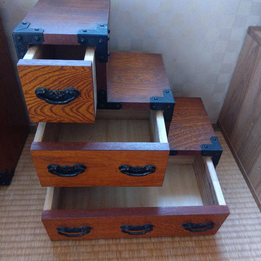 レトロ家具　階段小物入れ右左セット。　盛岡N型