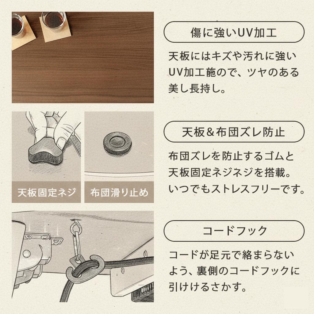 フォロー割【新品】折り畳み式　コンパクトな丸型こたつ 木目調 円卓こたつ