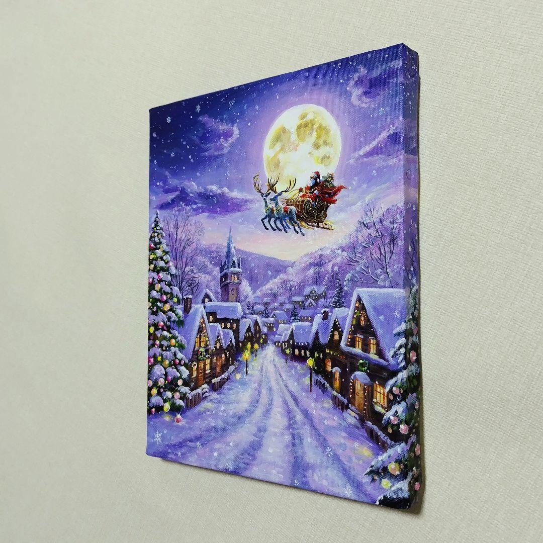 む*ん様 【雪の降る町】アクリル画 F3 風景画 絵画