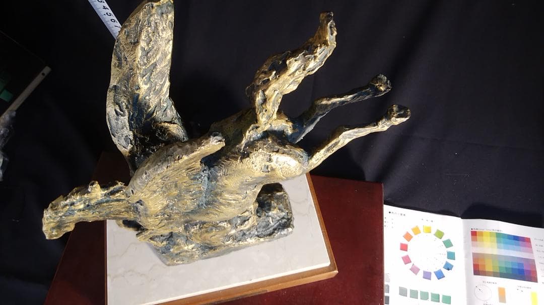 ブロンズ像 西望「春風」ペガサス天馬 高3４c重６kg/彫刻銅像/干支/縁起物