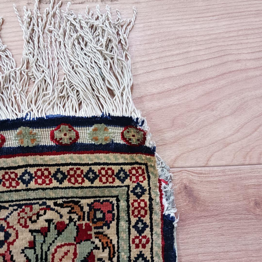 Y2756 トルコ絨毯 カイセリ シルク100% 手織り 135×91㎝