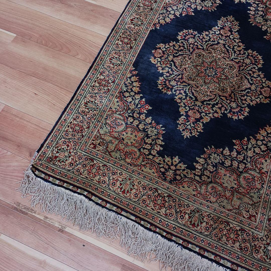 Y2756 トルコ絨毯 カイセリ シルク100% 手織り 135×91㎝